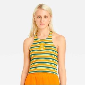 NWT Care Bears Sunshine Bear Striped graphic Halter Tank Top